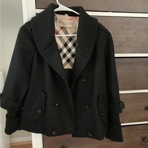 Burberry Black Wool Peacoat Size 6. Great Condition